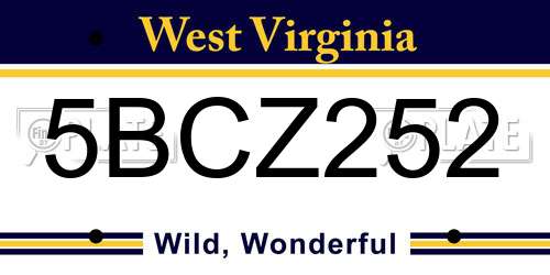 5BCZ252 West Virginia License Plate
