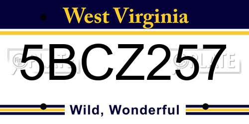 5BCZ257 West Virginia License Plate
