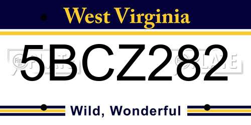 5BCZ282 West Virginia License Plate