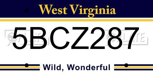 5BCZ287 West Virginia License Plate