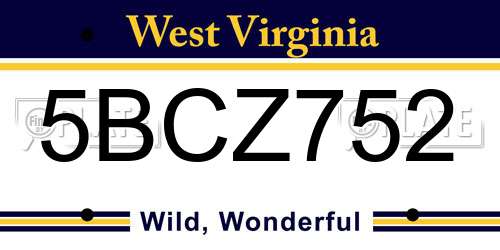 5BCZ752 West Virginia License Plate