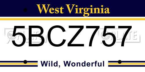 5BCZ757 West Virginia License Plate
