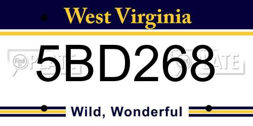 5BD268 West Virginia License Plate