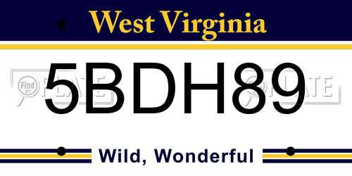 5BDH89 West Virginia License Plate