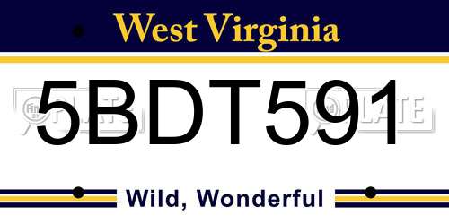 5BDT591 West Virginia License Plate