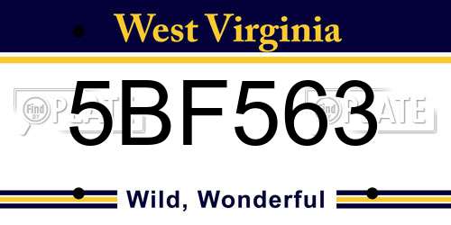 5BF563 West Virginia License Plate