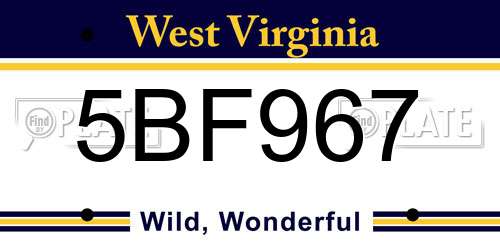 5BF967 West Virginia License Plate