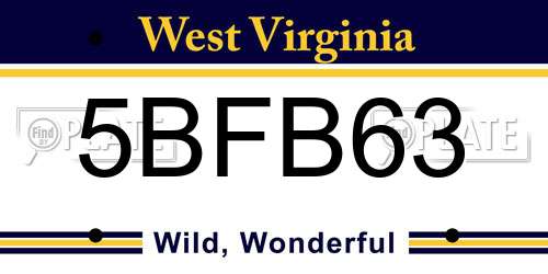 5BFB63 West Virginia License Plate