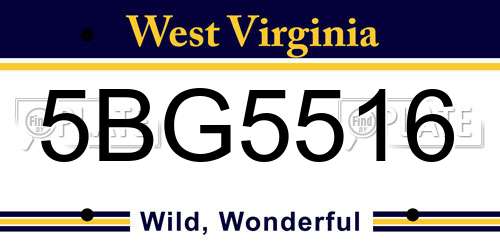 5BG5516 West Virginia License Plate