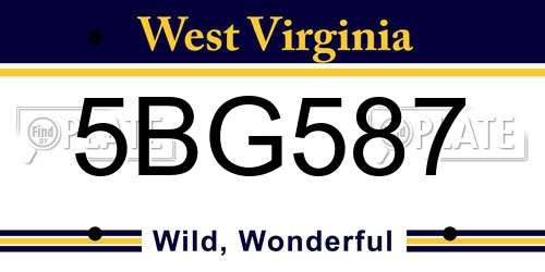 5BG587 West Virginia License Plate