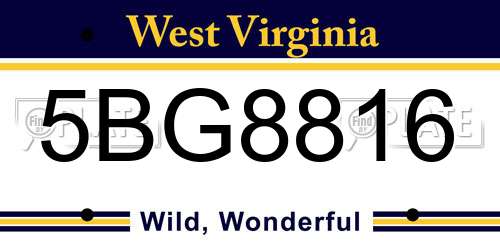 5BG8816 West Virginia License Plate