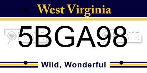 5BGA98 West Virginia License Plate