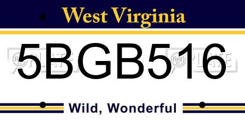 5BGB516 West Virginia License Plate