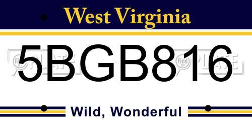 5BGB816 West Virginia License Plate