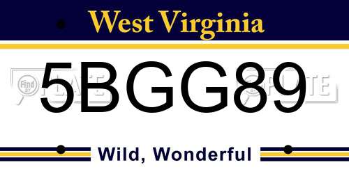 5BGG89 West Virginia License Plate