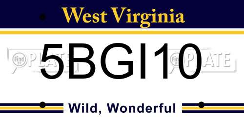5BGI10 West Virginia License Plate