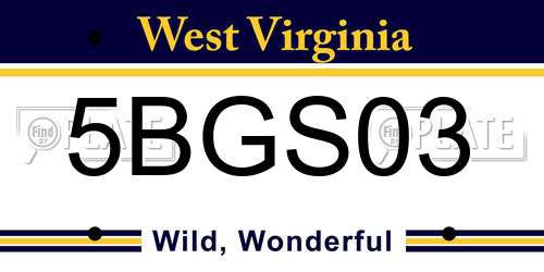 5BGS03 West Virginia License Plate