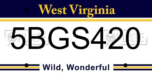5BGS420 West Virginia License Plate