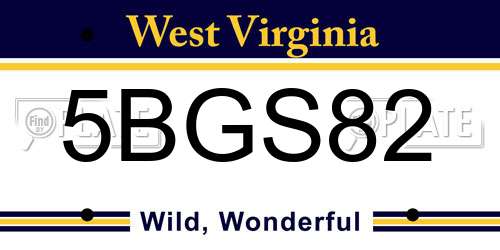5BGS82 West Virginia License Plate