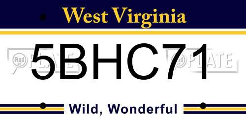 5BHC71 West Virginia License Plate