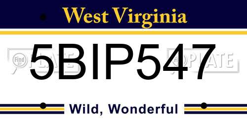 5BIP547 West Virginia License Plate