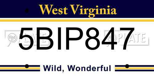 5BIP847 West Virginia License Plate