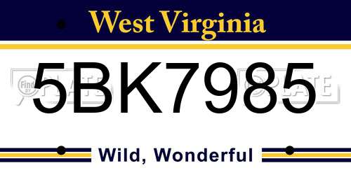 5BK7985 West Virginia License Plate