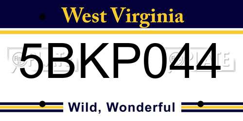 5BKP044 West Virginia License Plate
