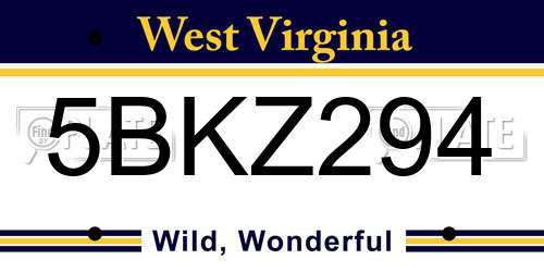 5BKZ294 West Virginia License Plate