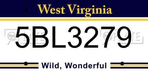 5BL3279 West Virginia License Plate