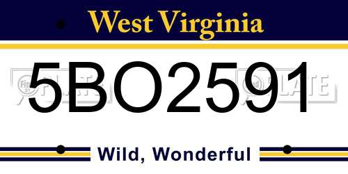 5BO2591 West Virginia License Plate