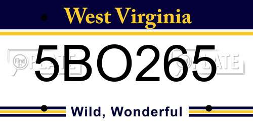 5BO265 West Virginia License Plate
