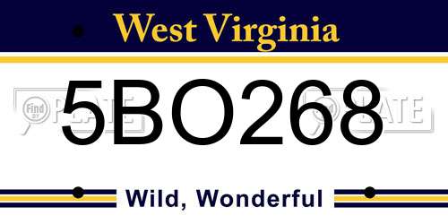 5BO268 West Virginia License Plate