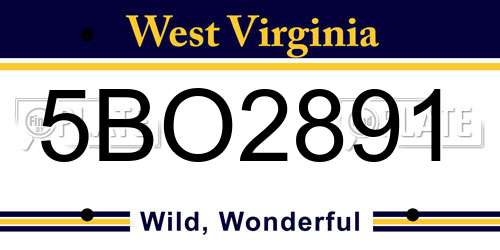 5BO2891 West Virginia License Plate