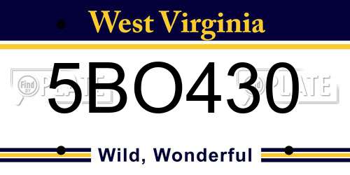 5BO430 West Virginia License Plate