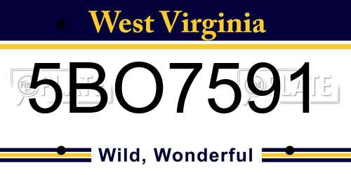 5BO7591 West Virginia License Plate