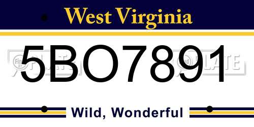 5BO7891 West Virginia License Plate
