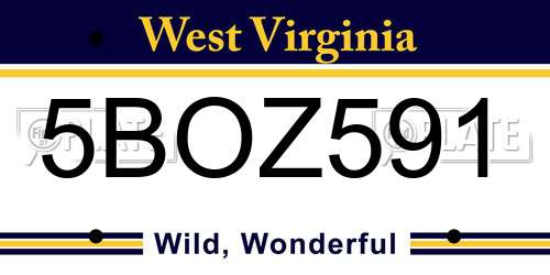 5BOZ591 West Virginia License Plate