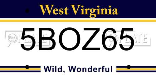 5BOZ65 West Virginia License Plate