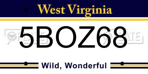 5BOZ68 West Virginia License Plate
