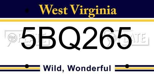 5BQ265 West Virginia License Plate