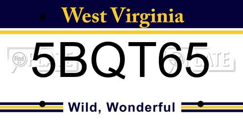 5BQT65 West Virginia License Plate