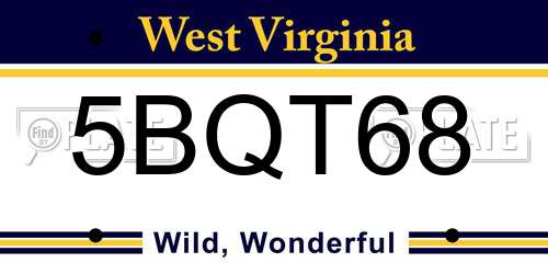 5BQT68 West Virginia License Plate