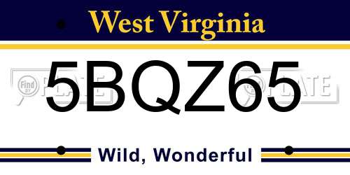 5BQZ65 West Virginia License Plate