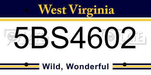 5BS4602 West Virginia License Plate