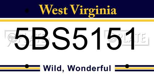 5BS5151 West Virginia License Plate