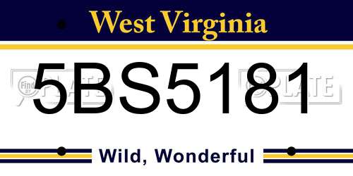 5BS5181 West Virginia License Plate