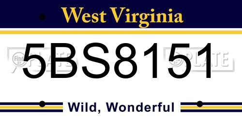 5BS8151 West Virginia License Plate