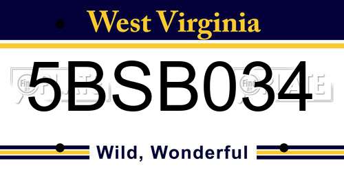 5BSB034 West Virginia License Plate