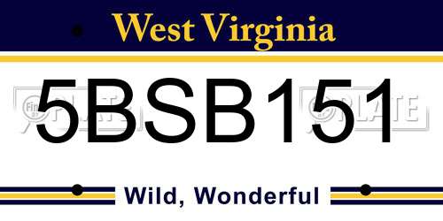 5BSB151 West Virginia License Plate